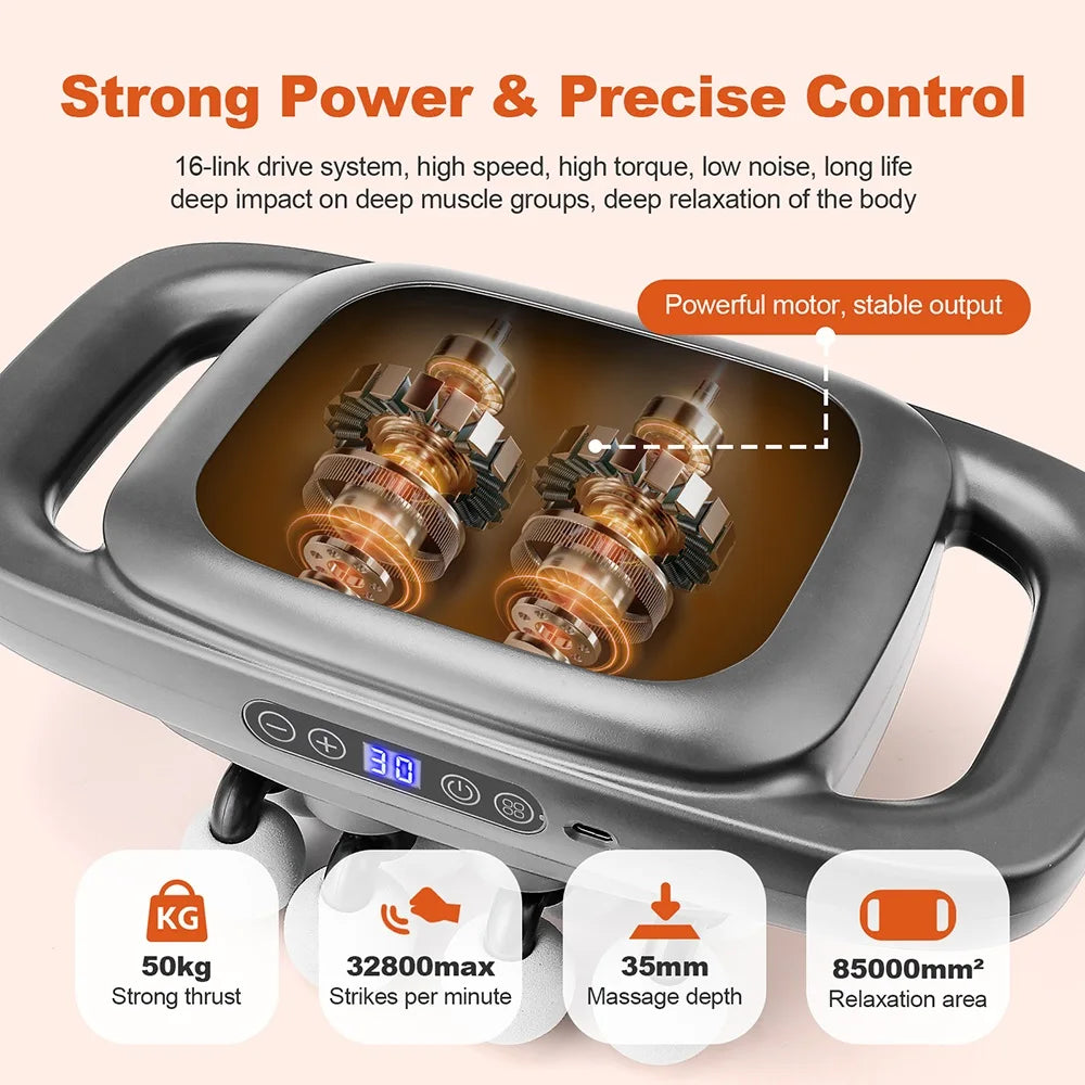 16-Head Fascia Massage Gun – High-Frequency Vibration Body Massager for Back, Waist, Neck, and Shoulders, Muscle Relief