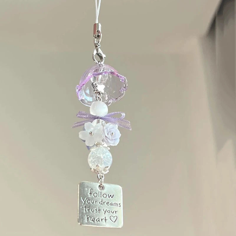 Transparent Wind Chime Keychain – Cute Kawaii Pendant for Mobile, Bag, and Home Decoration