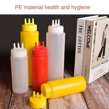 Plastic Squeeze Sauce Bottle – Graduated Jam & Salad Container with 3 Nozzles