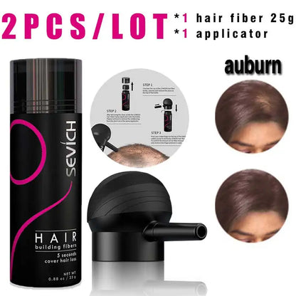 SEVICH Hair Building Fiber Set – Hair Loss Concealer for Sparse or Bald Spots with Keratin Fiber Powder Applicator