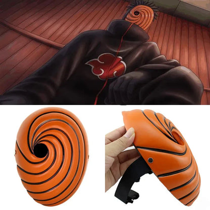 Anime Ninja Cosplay Full Face Mask – Tobi Obito Akatsuki Madara Inspired Resin Party Mask Unisex Japan Cartoon Costume Accessory