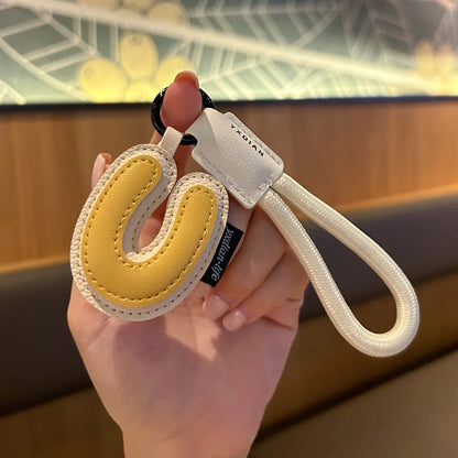 A-Z Leather Initial Keychain - Braided Wristband Pendant for Men & Women, Car, Bag & Phone Case Charm
