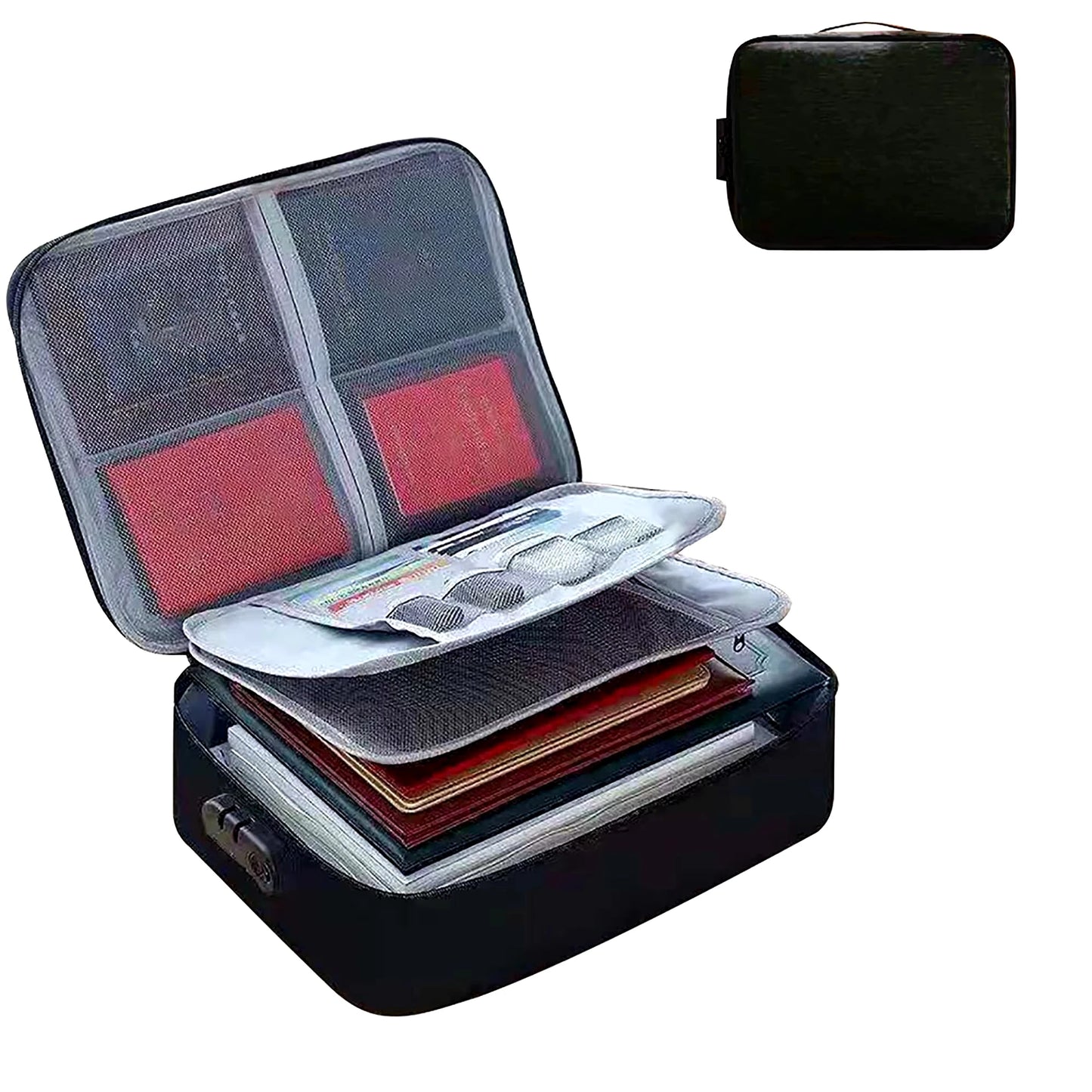3-Layer Document Organizer Briefcase – Portable File Folder Holder for Passport, Papers & Home Office Storage Case for Men & Women