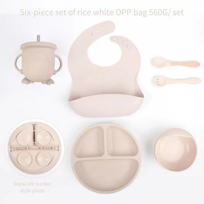 6-Piece Baby Meal Set – Silicone Training Plates, Bowls & Cutlery for Children