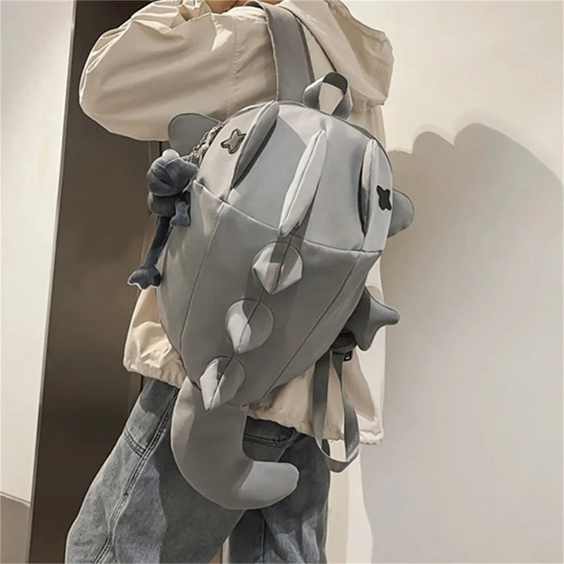 Unisex Shark-Shaped Backpack – Trendy Large Capacity School & Daily Bag for Casual Street Use (Pendant Not Included)