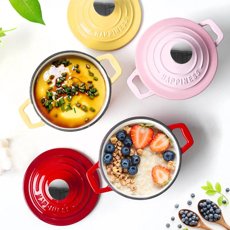 1.5 Quart Mini Cast Iron Dutch Oven - Enameled Cooking Pot for Bread Baking, Stew & Casserole