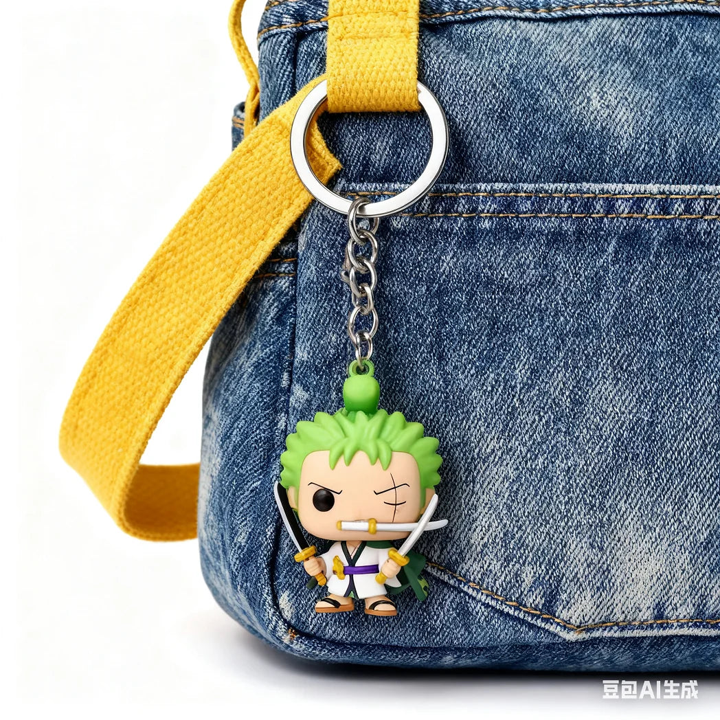 One Piece Wano Country Figure Keychain - Luffy, Roronoa Zoro & Tony Chopper Backpack Pendant Ornament