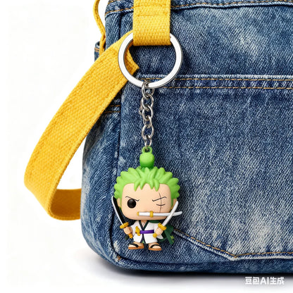 One Piece Wano Country Figure Keychain - Luffy, Roronoa Zoro & Tony Chopper Backpack Pendant Ornament