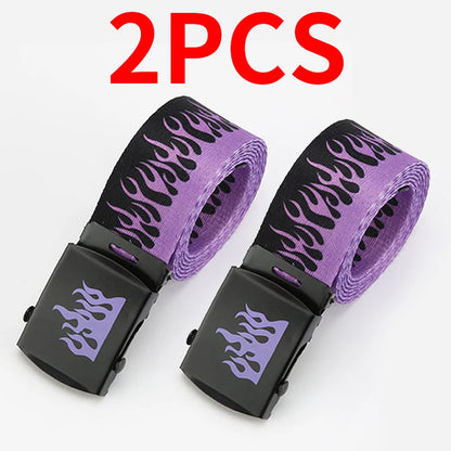 Punk Style Flame Belt – Trendy Hip-Hop Streetwear Accessory, Durable Unisex Fashion Decoration for Men & Women