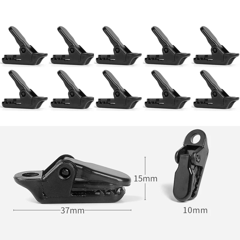 10Pcs Outdoor Tarpaulin Clips: Camping Tent Awning Wind Rope Clamp - Plastic Clip Buckle Grip Hook Accessories