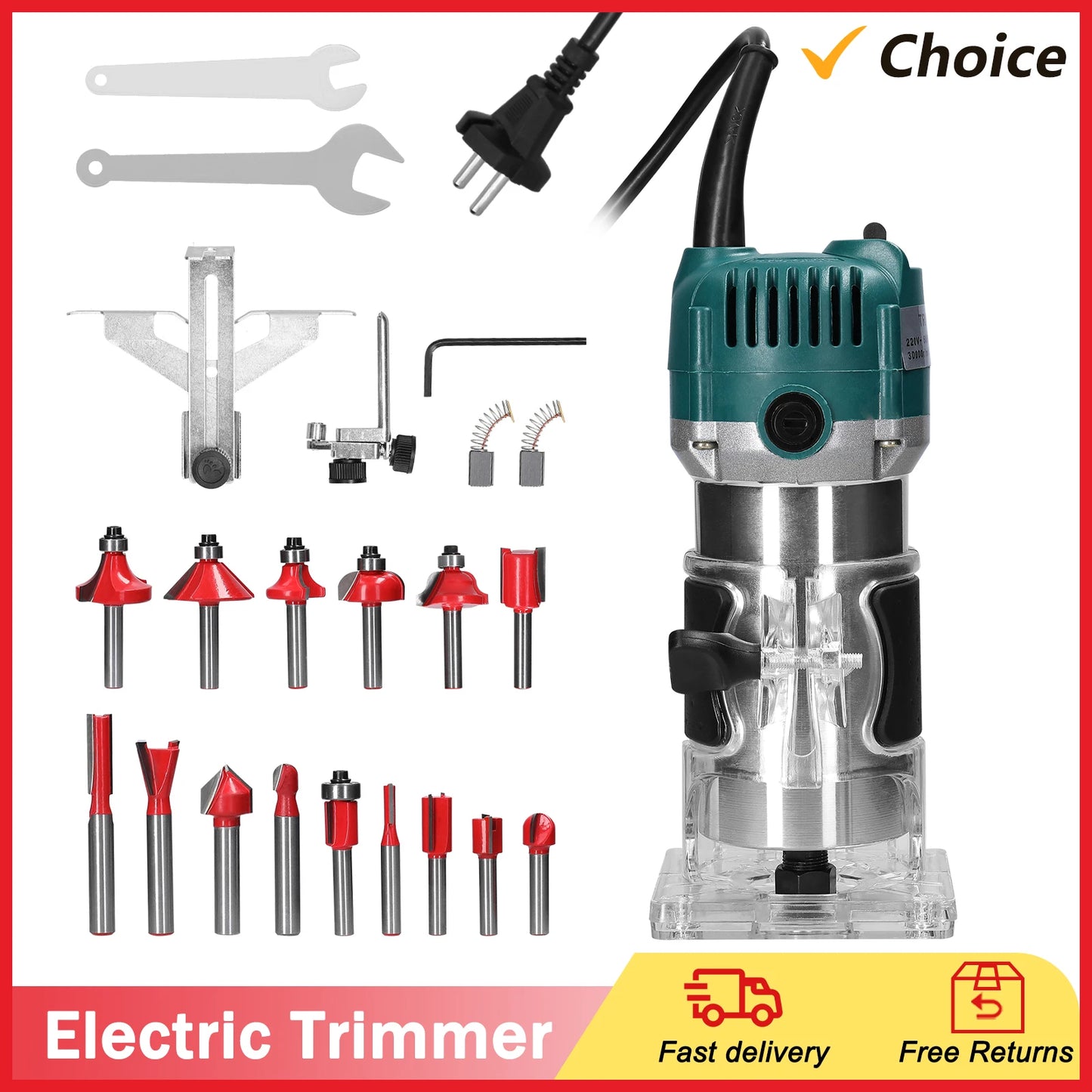 Multifunctional Woodworking Electric Trimmer - Router, Milling, Engraving & Slotting Carving Tool