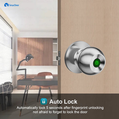 SmarDeer Fingerprint Door Lock – Tuya Smart Bluetooth Keyless Entry with Fingerprint & App Control
