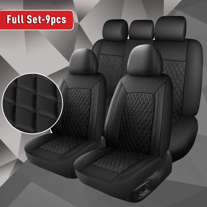 Universal PU Leather Driver Seat Cover - Single-Line Diamond Grid Car Seat Protector