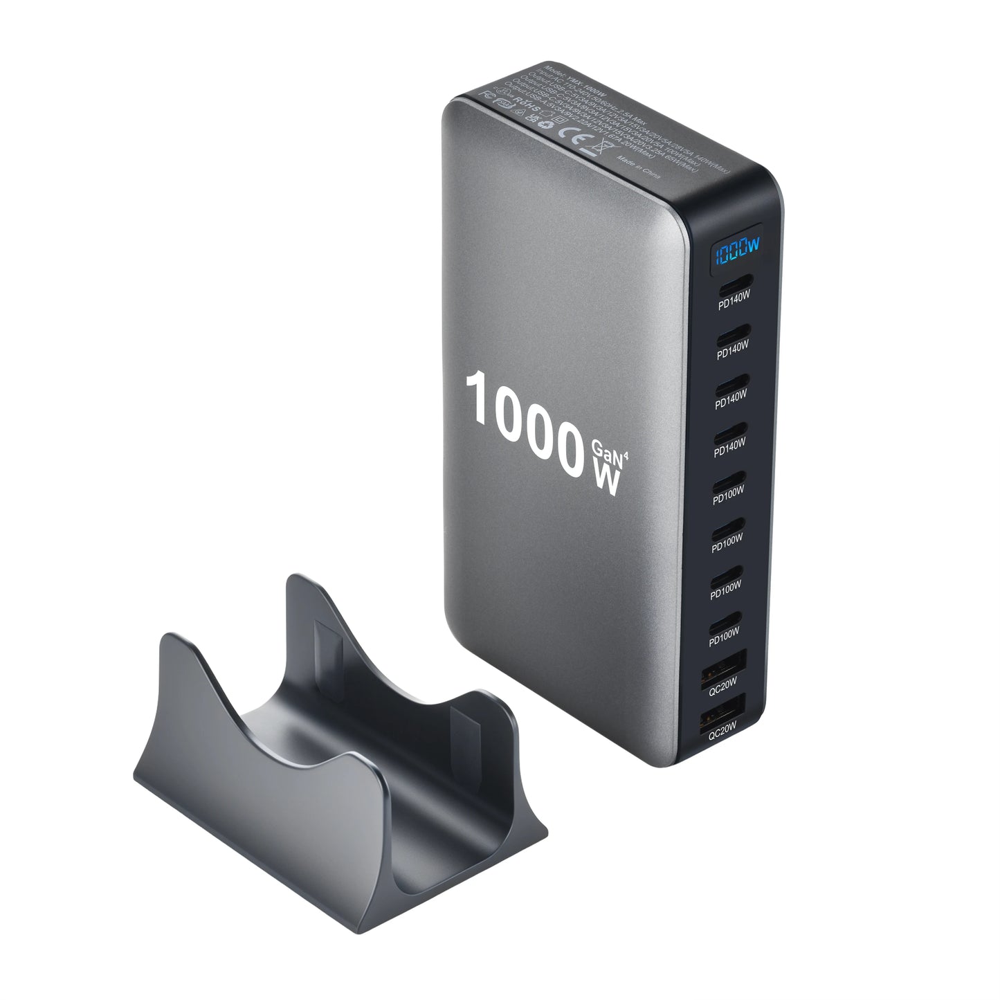 1000W 10-Port GaN Desktop Charger – 140W PD Fast Charging for MacBook Pro, 100W for Phone & Tablet, Multi-Port USB Hub Station