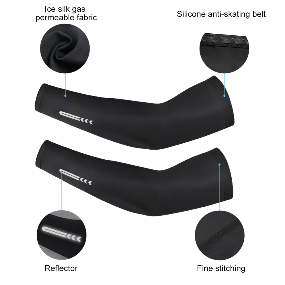 1 Pair Ice Fabric UV Protection Arm Sleeves: Breathable Cooling for Fitness, Basketball, Cycling - UPF 50