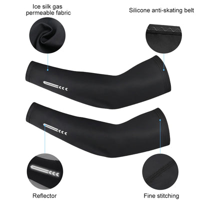 1 Pair Ice Fabric UV Protection Arm Sleeves: Breathable Cooling for Fitness, Basketball, Cycling - UPF 50