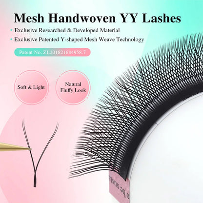 NAGARAKU YY-Shape Eyelash Extensions – Double & Triple Split Tips, Interlaced Root Lashes