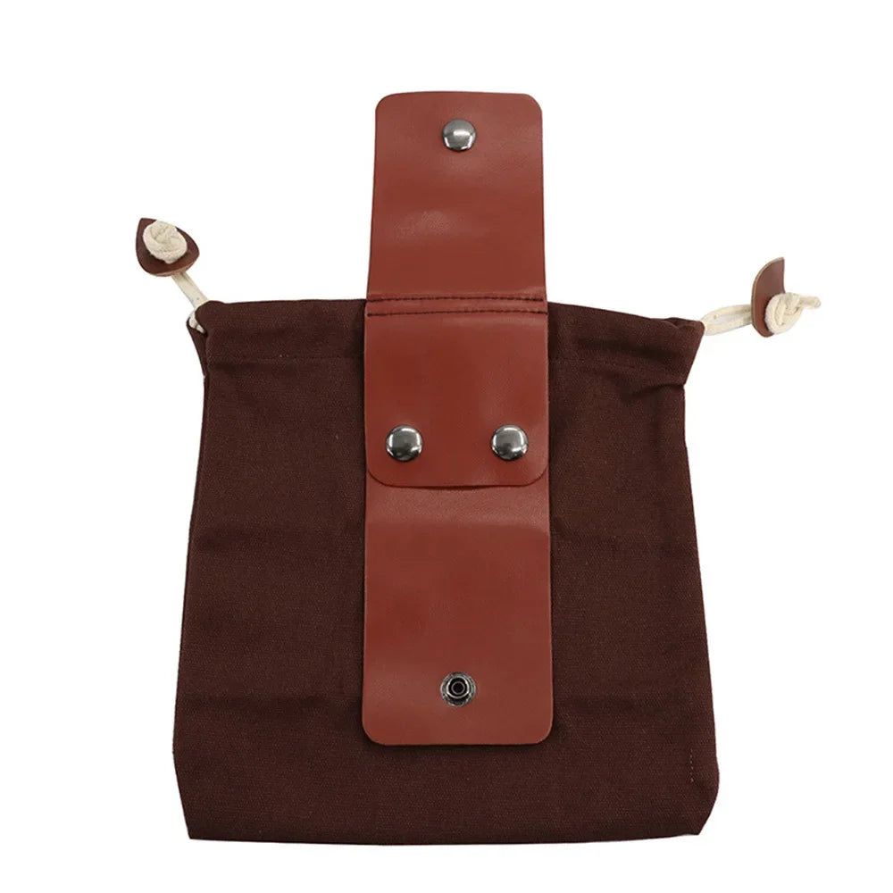 Outdoor Leather Foraging Bag – Bushcraft Waist Pouch for Vegetable, Fruit & Garden Harvest, Camping Tool Storage