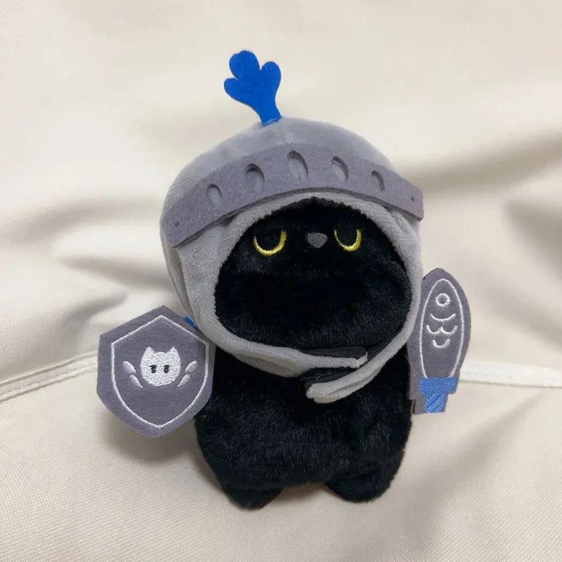 Q Version Knight Cat Doll Toy, Kitty Cat Backpack Pendant, Companion Doll Bag Pendant, Cute Black Cat Toy for Children’s Birthday Gift