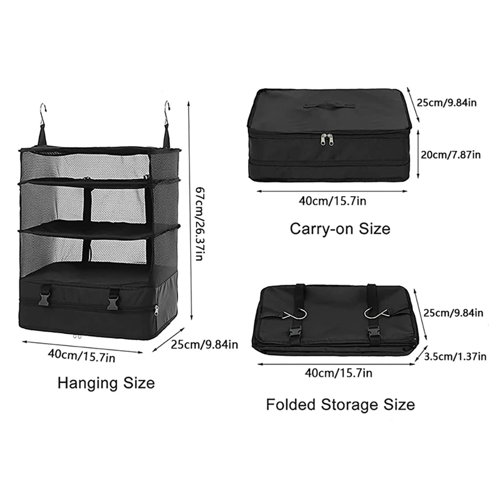 Travel Hanging Luggage Organizer | Large Capacity Foldable Clothes Storage & Garment Bag