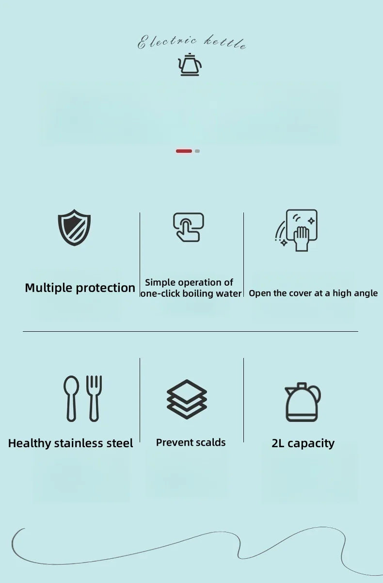 2L Travel Electric Kettle | Stainless Steel Portable Water Boiler for Tea & Coffee