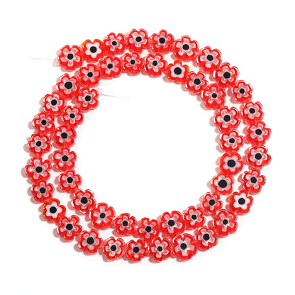 Colorful Lampwork Flower Beads - Thousand Flower Flat Plum Blossom Loose Beads for DIY Bracelet & Jewelry Crafts