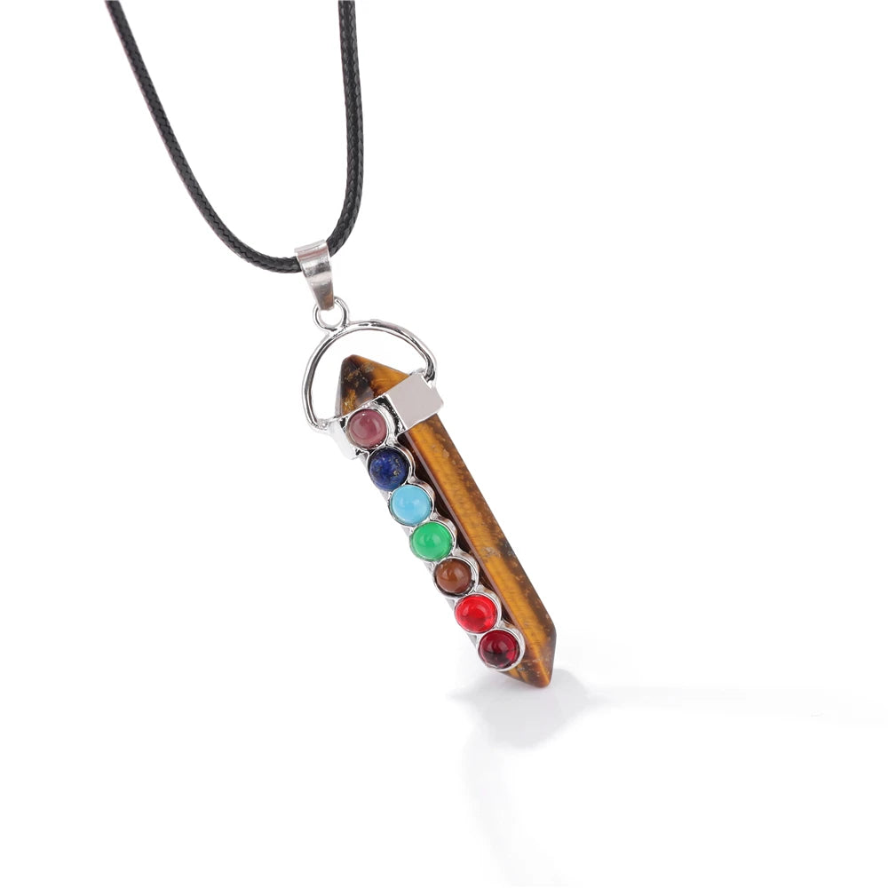 Men's Vintage Rectangle Obsidian Pendant Necklace – Natural Tiger Eye & Labradorite Gem, Leather Rope Braid Healing Jewelry