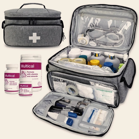 Travel First Aid Kit Bag — Multifunctional Medical Storage Organizer with Layered Medicine Boxes