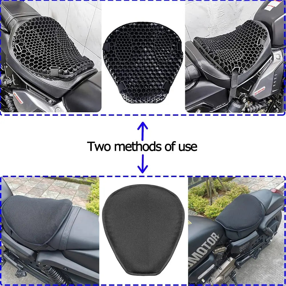 Motorcycle Air Seat Cushion – Shock Absorbing Pressure-Relief Saddle Cover for Cruiser & Sports Bike Travel Comfort