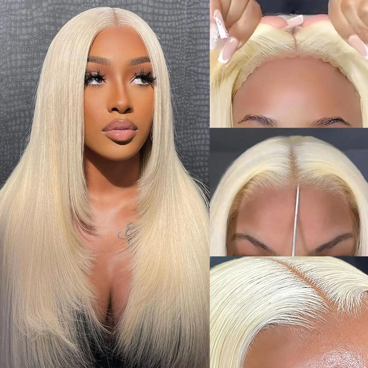 HD Transparent 613 Blonde Straight Wig – 13x4/13x6 Lace Front, Pre-Plucked Brazilian Human Hair Lace Frontal Wig for Women