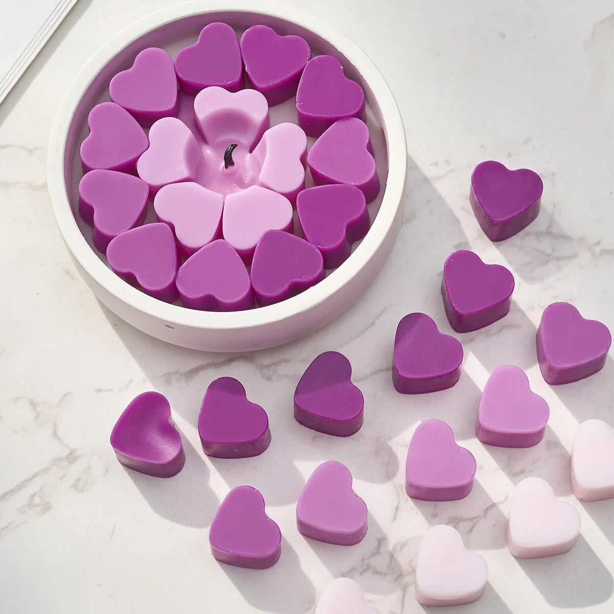 55 Compartment Heart Silicone Candle Mold – Valentine’s Day DIY Candle Making Kit, Love Cake, Chocolate, and Party Gift Mould