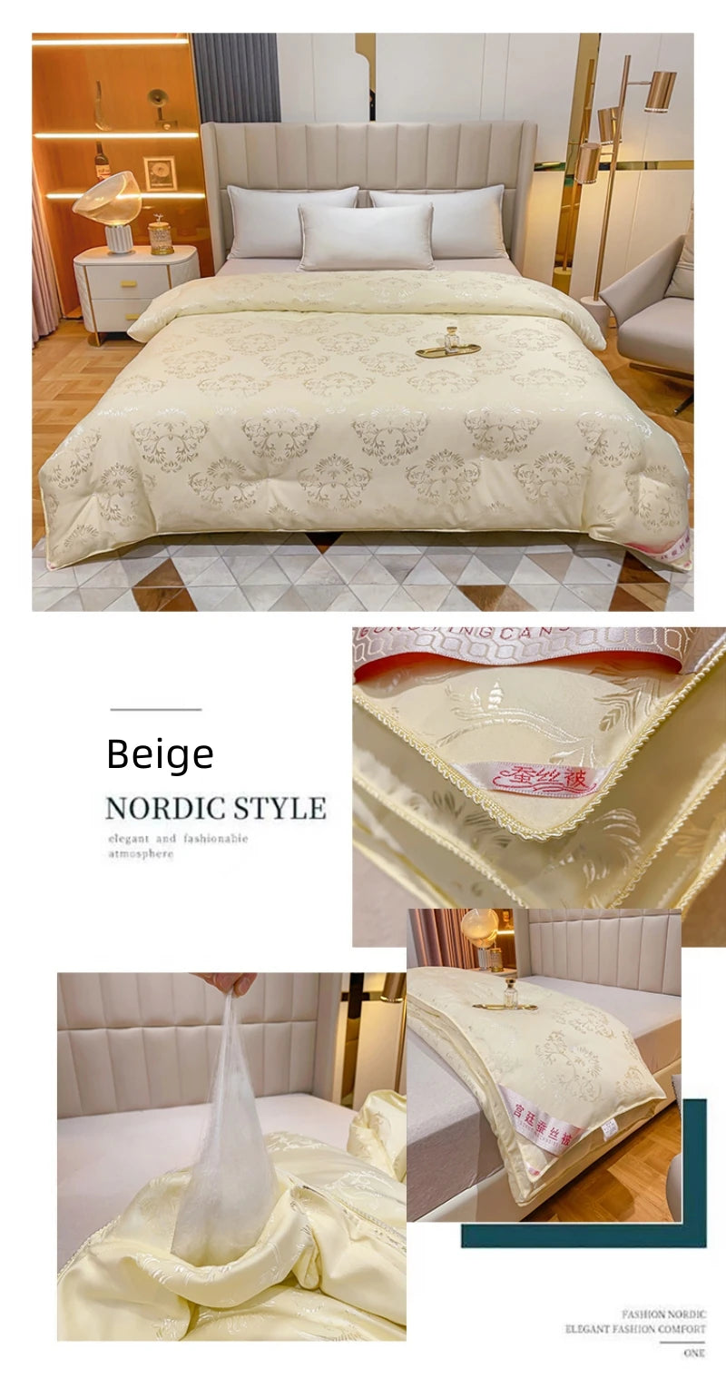100% Natural Mulberry Silk Comforter - Summer Cool & Winter Warm Duvet, King, Queen, Twin & Single Bedding Quilt