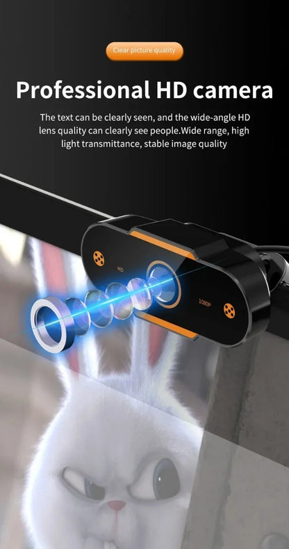 1080P HD Auto Focus Webcam – USB PC Camera with Microphone for Video Calls, Online Teaching & Office Meetings