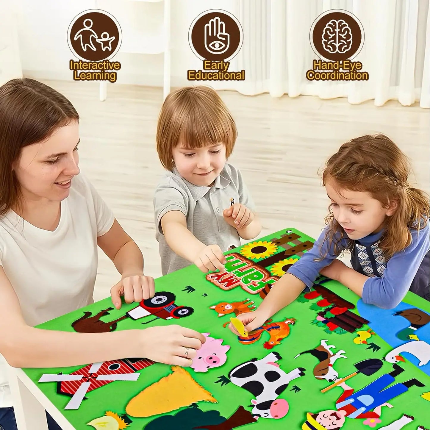 Farm Animals Felt Story Board Set – Interactive Early Learning Wall Puzzle Toys for Toddlers