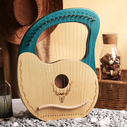 Lyre Harp 19-String – Mahogany Wood Stringed Musical Instrument with Tuning Wrench & Spare Strings