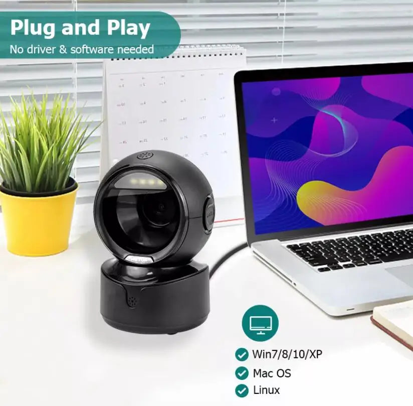 NETUM Desktop 2D QR Barcode Scanner – Hands-Free Omnidirectional USB Reader for 1D/2D & Screen Barcode Scanning (A5 Size)