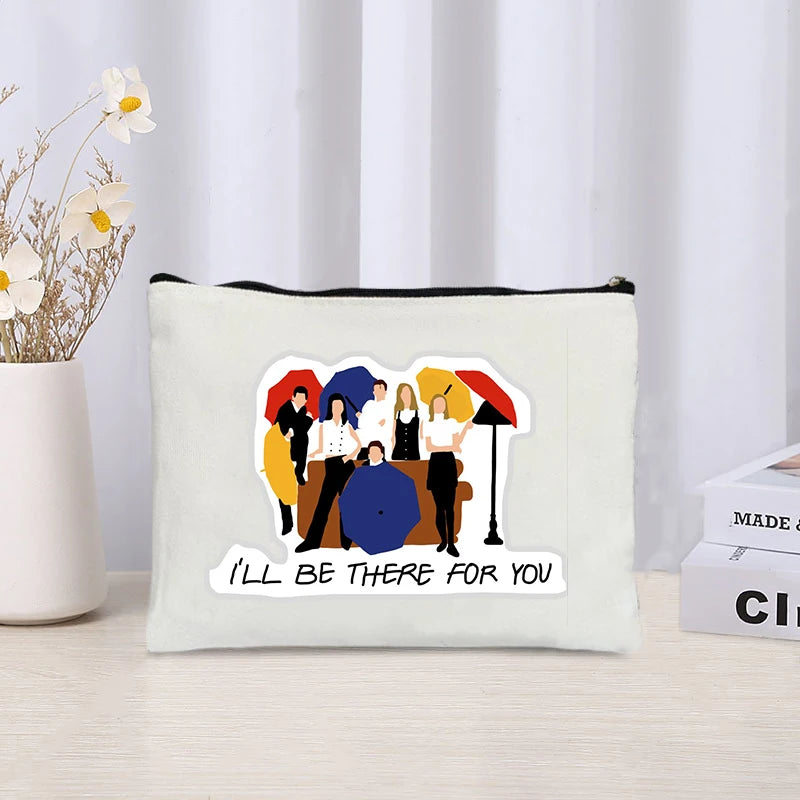 TV Show Friends Makeup Bag for Women - Travel Cosmetic Organizer, Eco-Friendly Canvas Pouch, Kawaii Purse and Pencil Case