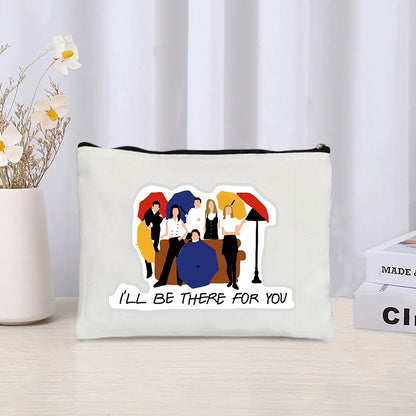 TV Show Friends Makeup Bag for Women - Travel Cosmetic Organizer, Eco-Friendly Canvas Pouch, Kawaii Purse and Pencil Case