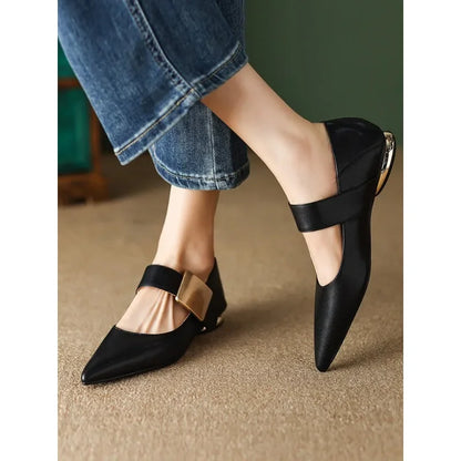 2023 Spring Women’s Suede High Thick Heel Pumps – Black & Apricot Square Toe with Metal Decoration, Elegant Lady Shoes