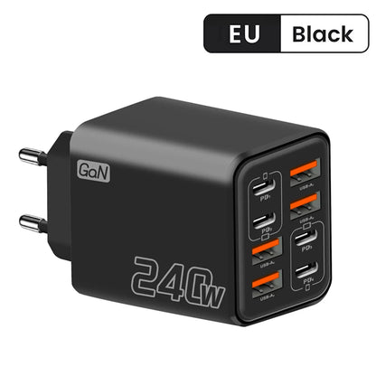 240W GaN USB C Charger - 8-in-1 Fast Charging Power Adapter for iPhone Samsung Xiaomi Devices