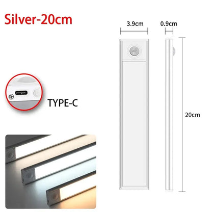 LED Motion Sensor Night Light - Wireless USB Rechargeable Under Cabinet Light for Kitchen, Bedroom & Wardrobe