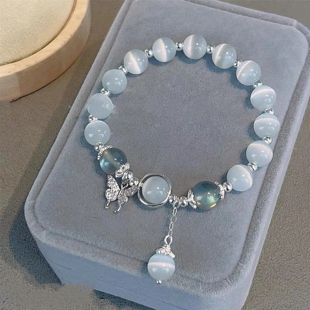 Korean Style Crystal Bead Bracelet - Flower Fox Feather Tassel Charm Jewelry Gift for Women Girls & Best Friends