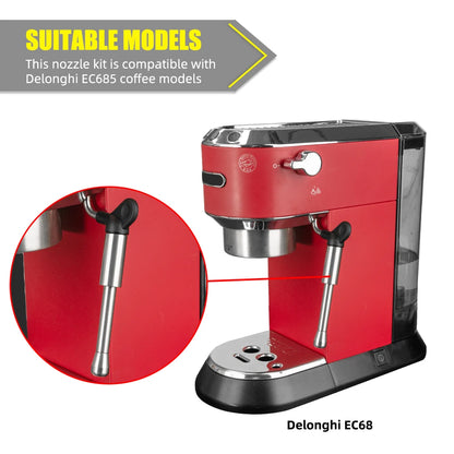 Coffee Maker Steam Wand Nozzle — Stainless Steel Multi-Hole Milk Foam Tip, Compatible with Delonghi EC685