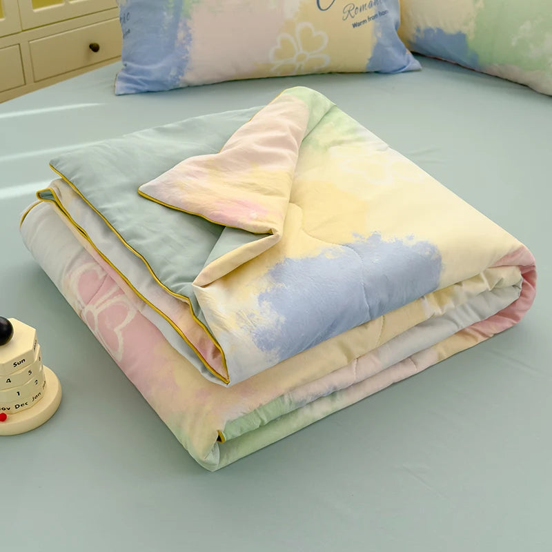 Washed Double Gauze Quilt – Lightweight Summer Comforter with Soya Fibre Filling, Soft & Breathable for Queen Size