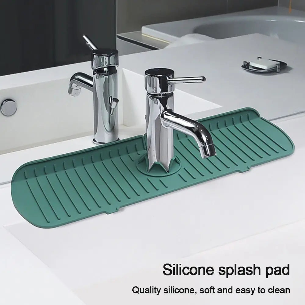 Silicone Faucet Mat – Water Ripples Design, Large Sink Splash Pad & Countertop Protector for Bathroom