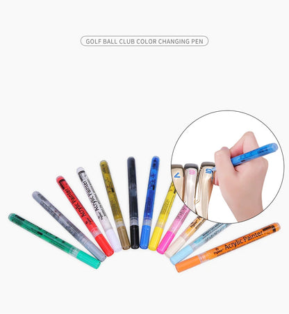 New Golf Club Color Changing Pen – Waterproof Acrylic Ink with Sunscreen & Covering Power, 12 Colors Gift for Golfers