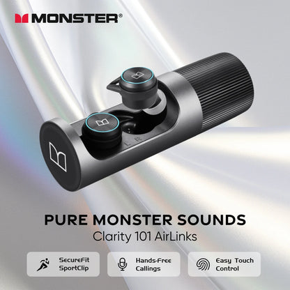 Monster Clarity 101 AirLinks TWS Earbuds | ENC Noise-Cancelling Waterproof Bluetooth Headphones