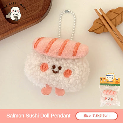 Cute Food Plush Pendant 1/6/12 Pcs - Sushi Backpack Keychain Doll Charm & Toy Accessory
