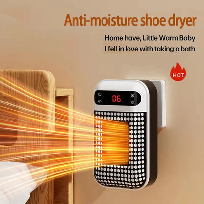 Portable Plug-In Wall Outlet Heater - Compact Electric Space Heater with Remote Control for Bathroom, Bedroom & Home Use