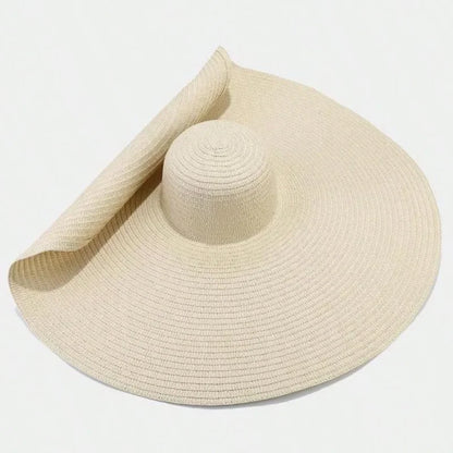 Oversized Foldable Straw Sun Hat - Wide Brim Lightweight UV Protection for Beach & Travel